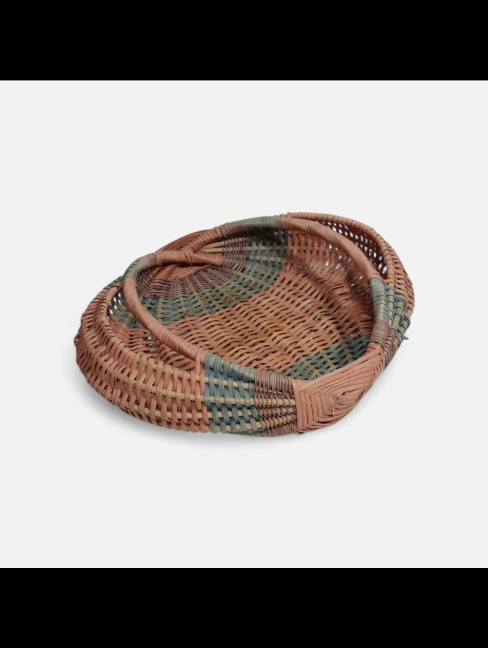 Handwoven Oval Wicker Nesting Baskets - Natural & Sage
